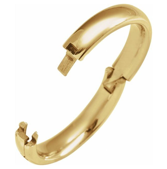 14K Yellow Gold 4 Mm 2.25 Mm Polished Cliq Adjustable Half Round Comfort Fit Band Size 9