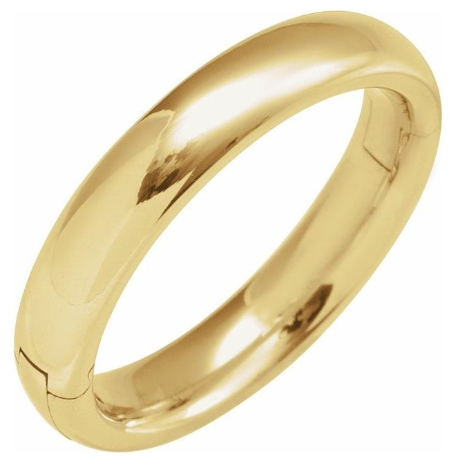 14K Yellow Gold 4 Mm 2.25 Mm Polished Cliq Adjustable Half Round Comfort Fit Band Size 9