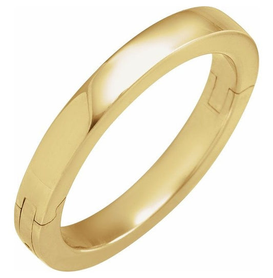 14K Yellow Gold 3 Mm 2.25 Mm Polished Cliq Adjustable Flat Band Size 9