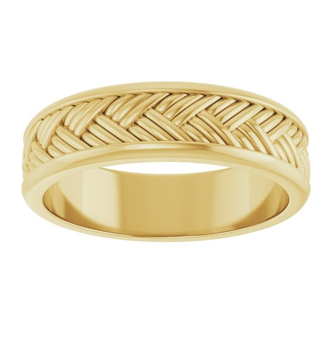 14K Yellow Or White Gold Or Sterling Silver 5.4 mm Woven-Design Flat Band