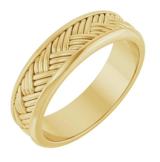 14K Yellow Or White Gold Or Sterling Silver 5.4 mm Woven-Design Flat Band