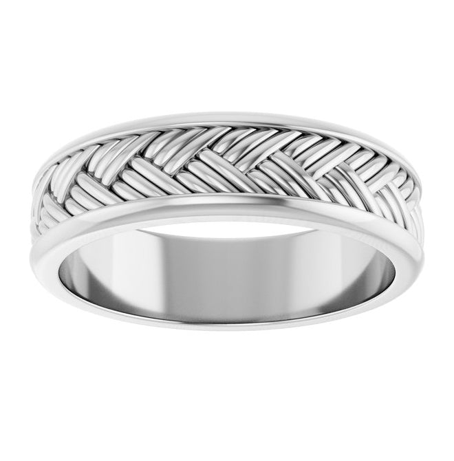 14K Yellow Or White Gold Or Sterling Silver 5.4 mm Woven-Design Flat Band