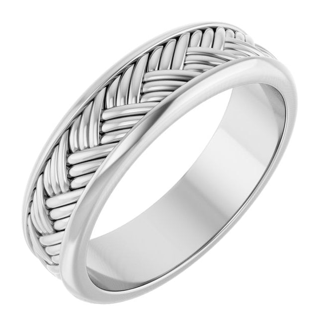 14K Yellow Or White Gold Or Sterling Silver 5.4 mm Woven-Design Flat Band