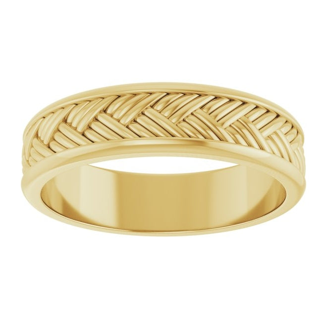 14K Yellow Or White Gold Or Sterling Silver 5.4 mm Woven-Design Flat Band