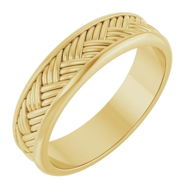 14K Yellow Or White Gold Or Sterling Silver 5.4 mm Woven-Design Flat Band