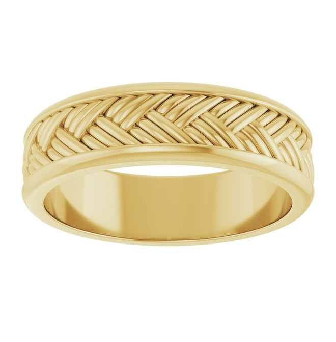 14K Yellow Or White Gold Or Sterling Silver 5.4 mm Woven-Design Flat Band
