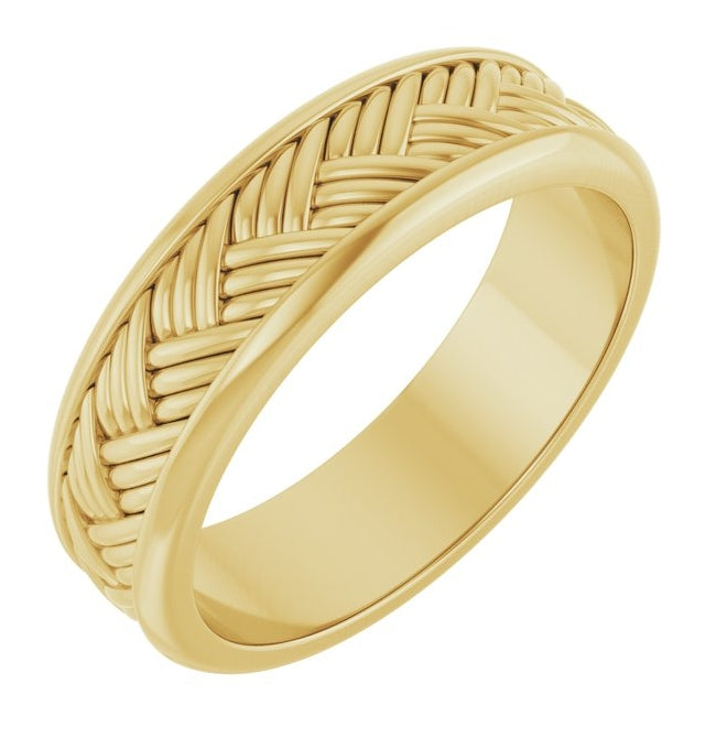 14K Yellow Or White Gold Or Sterling Silver 5.4 mm Woven-Design Flat Band