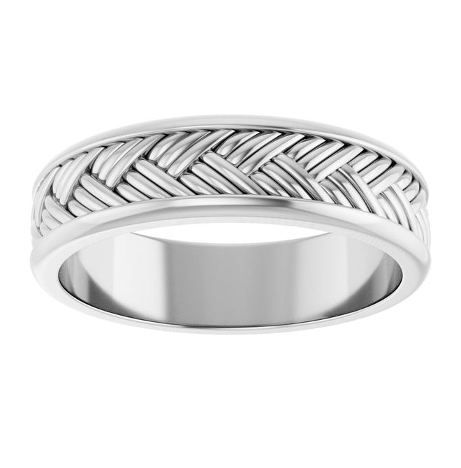 14K Yellow Or White Gold Or Sterling Silver 5.4 mm Woven-Design Flat Band