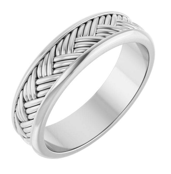 14K Yellow Or White Gold Or Sterling Silver 5.4 mm Woven-Design Flat Band