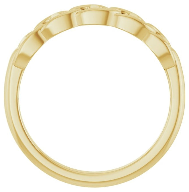 14K Yellow Gold Polished Anchor Chain Link Ring Size 7