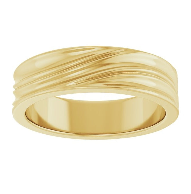 14K YellowOr White Or Rose Gold 6 mm Polished Textured Band