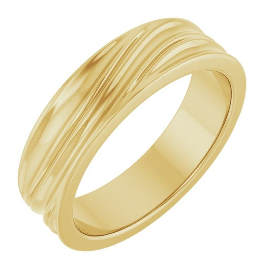 14K YellowOr White Or Rose Gold 6 mm Polished Textured Band