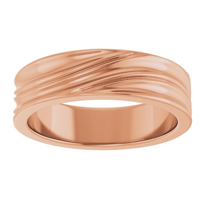 14K YellowOr White Or Rose Gold 6 mm Polished Textured Band