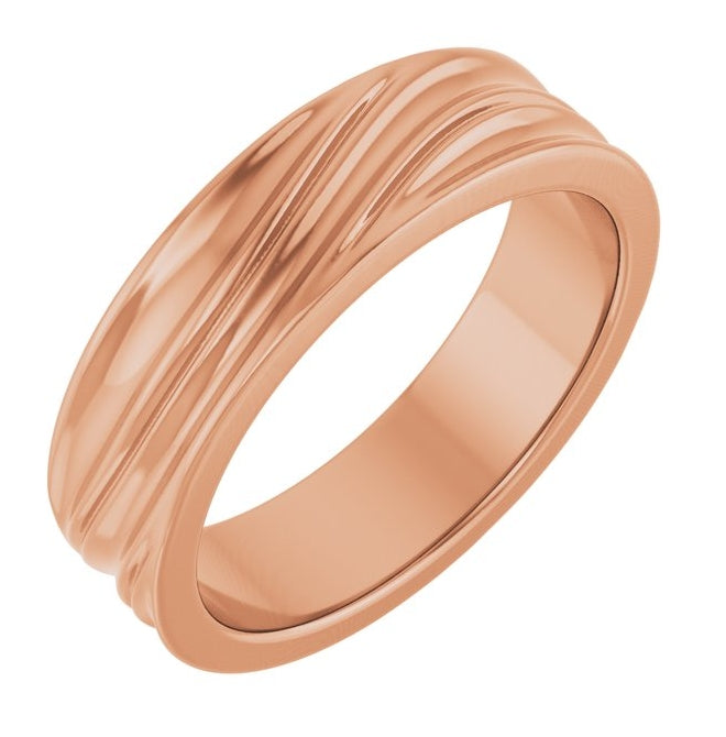 14K YellowOr White Or Rose Gold 6 mm Polished Textured Band