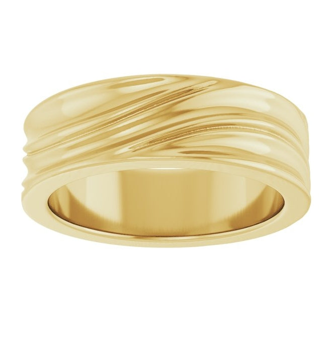 14K YellowOr White Or Rose Gold 6 mm Polished Textured Band