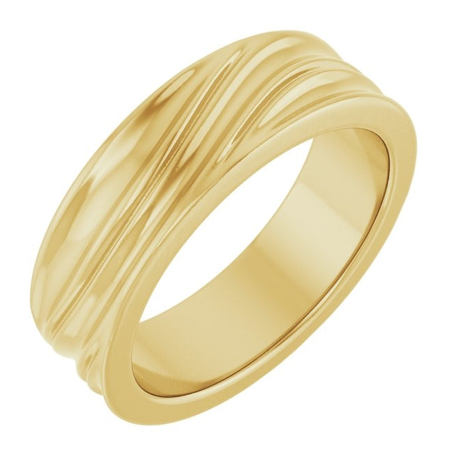 14K YellowOr White Or Rose Gold 6 mm Polished Textured Band