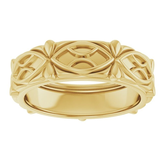 14K Yellow Gold 6.5 mm Sculptural Band