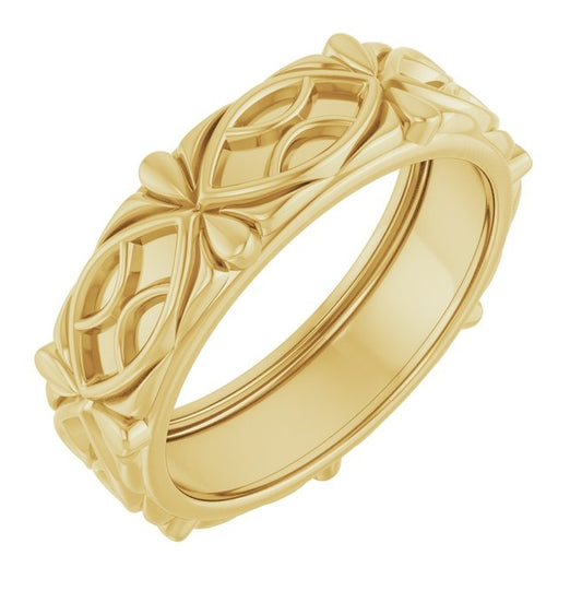 14K Yellow Gold 6.5 mm Sculptural Band