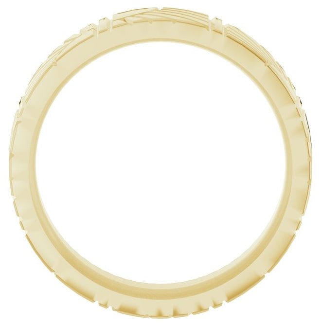 14K Yellow Gold 6 Mm Polished Art Deco Flat Band Size 9
