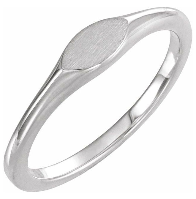 14K Yellow Gold Or Sterling Silver 4 X 2.3 Mm Brush Polished Oval Signet Ring Size 7