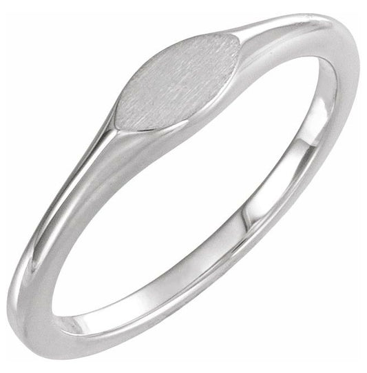 14K Yellow Gold Or Sterling Silver 4 X 2.3 Mm Brush Polished Oval Signet Ring Size 7