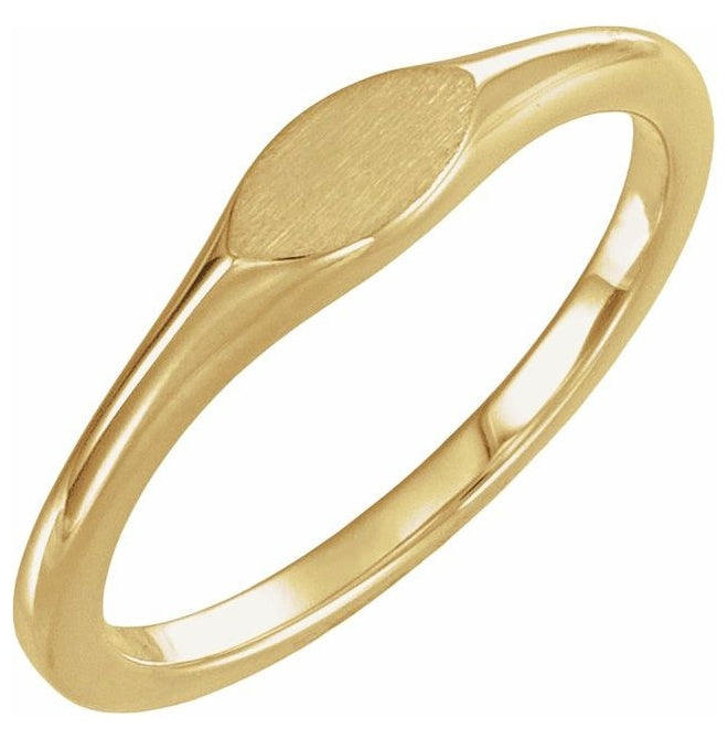 14K Yellow Gold Or Sterling Silver 4 X 2.3 Mm Brush Polished Oval Signet Ring Size 7