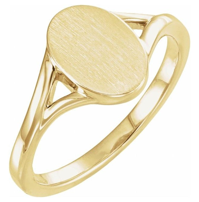 14K Yellow Gold Or Sterling Silver 11x7.5 mm Oval Signet Ring