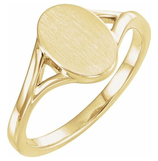10K Yellow Gold 11x7.5 mm Oval Signet Ring Size 7