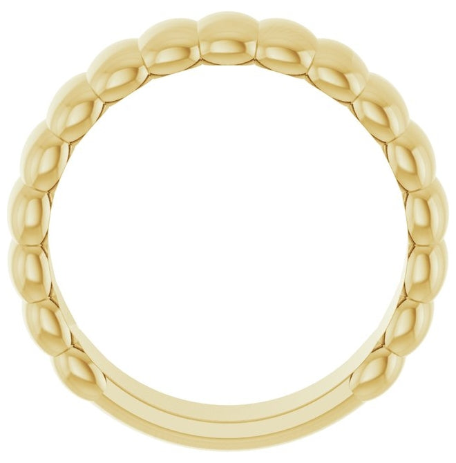 14K Yellow Gold  6 Mm Polished Fluted Metal Band Size 7