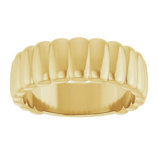 14K Yellow Gold  6 Mm Polished Fluted Metal Band Size 7