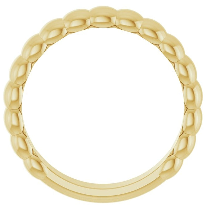 14K Yellow Gold  4 Mm Polished Fluted Metal Band Size 7