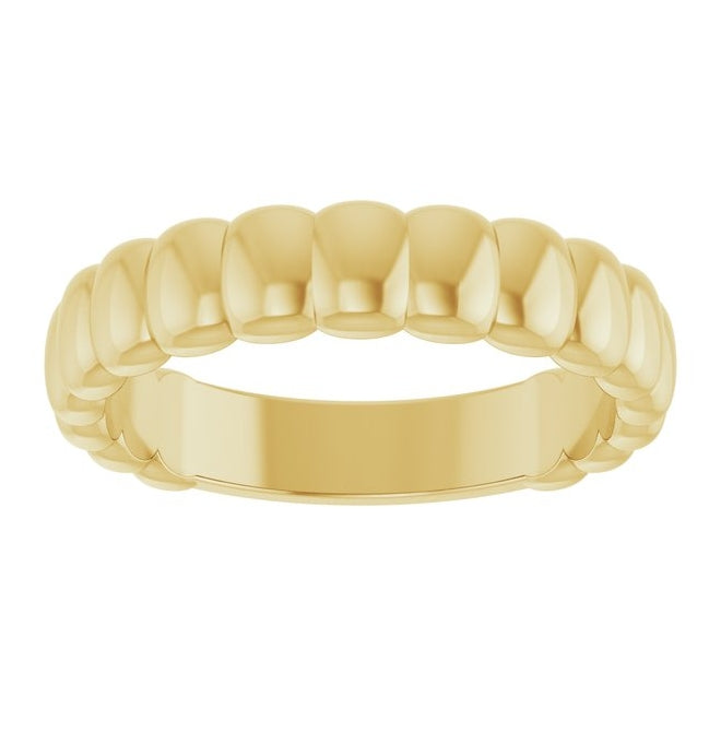 14K Yellow Gold  4 Mm Polished Fluted Metal Band Size 7