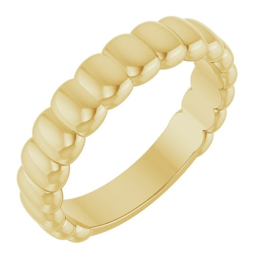 14K Yellow Gold  4 Mm Polished Fluted Metal Band Size 7