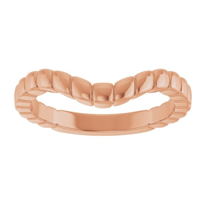 14K Yellow Or White Or Rose Gold Fluted Contour Band Size 7