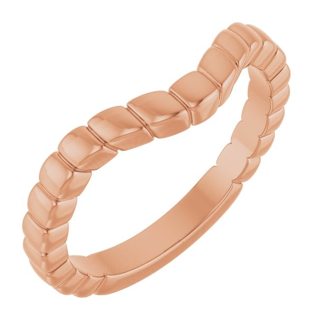 14K Yellow Or White Or Rose Gold Fluted Contour Band Size 7