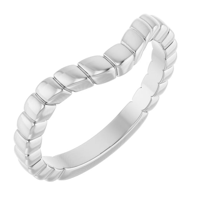 14K Yellow Or White Or Rose Gold Fluted Contour Band Size 7