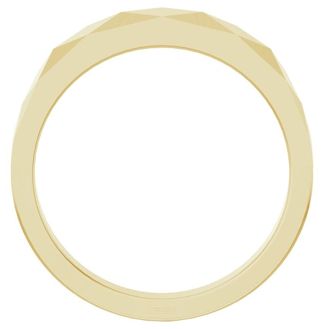 14K Yellow Gold 5 Mm Polished Geometric Faceted Band Size 10
