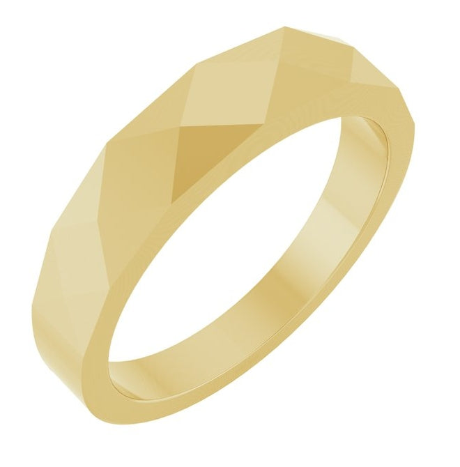 14K Yellow Gold 5 Mm Polished Geometric Faceted Band Size 10
