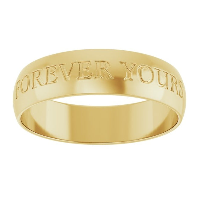 14K Yellow Gold 5 Mm Ultra-Lightweight Forever Yours Engraved Band Size 10