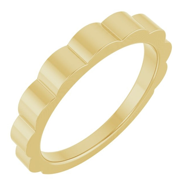 14K Yellow Gold Or Sterling Silver 3 mm Grooved Tapered Band Size 7