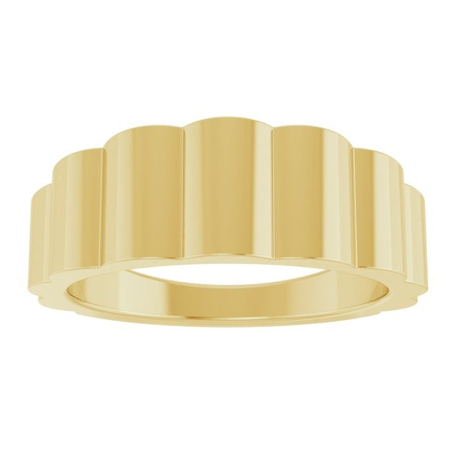 14K Yellow Gold 7 mm Grooved Tapered Band Size 7