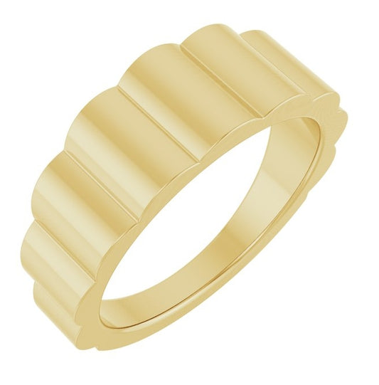 14K Yellow Gold 7 mm Grooved Tapered Band Size 7