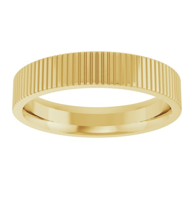 14K Yellow Gold 4 mm Grooved Flat Band