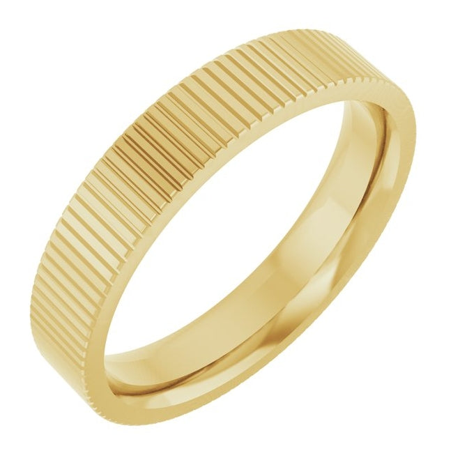 14K Yellow Gold 4 mm Grooved Flat Band