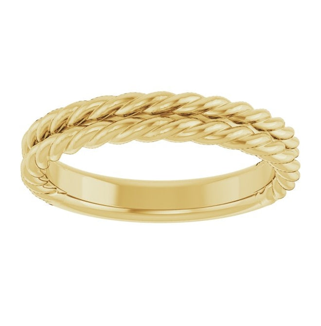 14K Yellow Gold 3.5 Mm Polished Rope Band Size 7