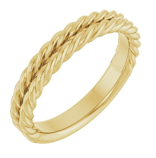 14K Yellow Gold 3.5 Mm Polished Rope Band Size 7