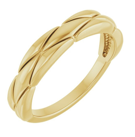 14K Yellow Gold 4 Mm Polished Grooved Band Size 7