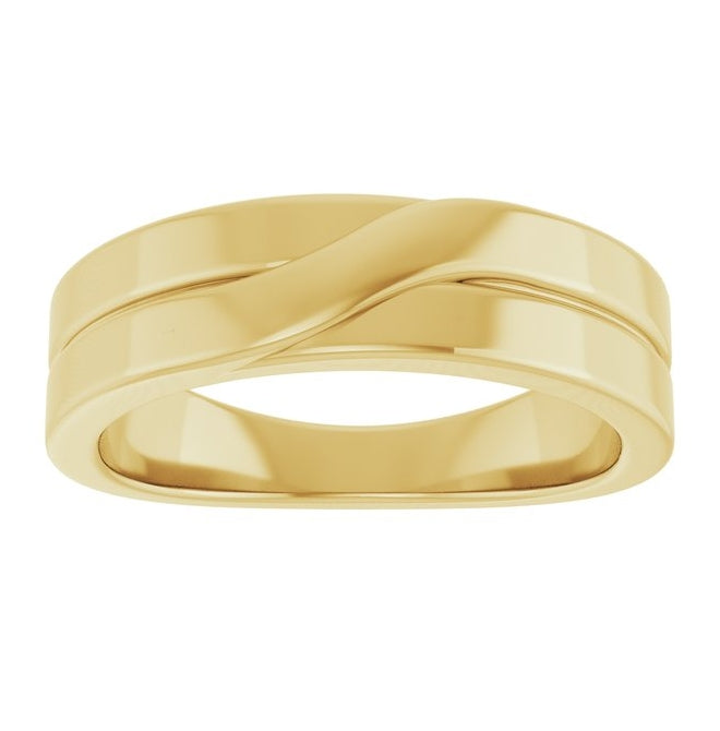 14K Yellow Gold 5 Mm Polished Criss-Cross Band Size 7