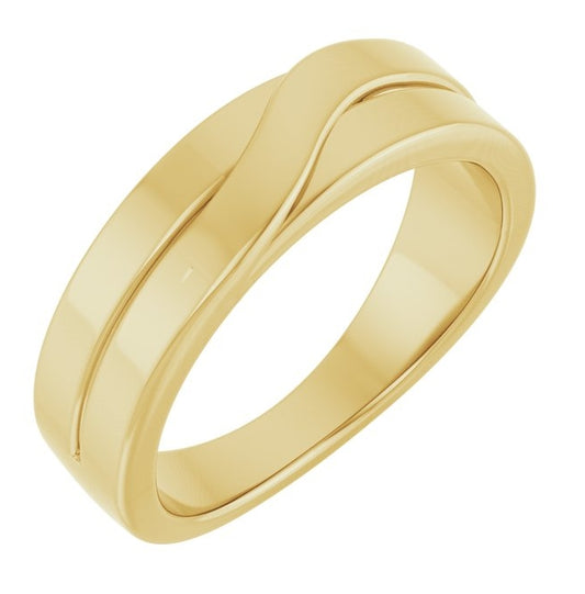14K Yellow Gold 5 Mm Polished Criss-Cross Band Size 7