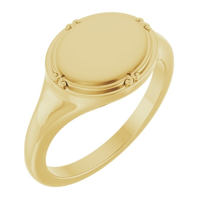 14K Yellow Or White Gold 10 X 8 Mm Polished Vintage Signet Ring